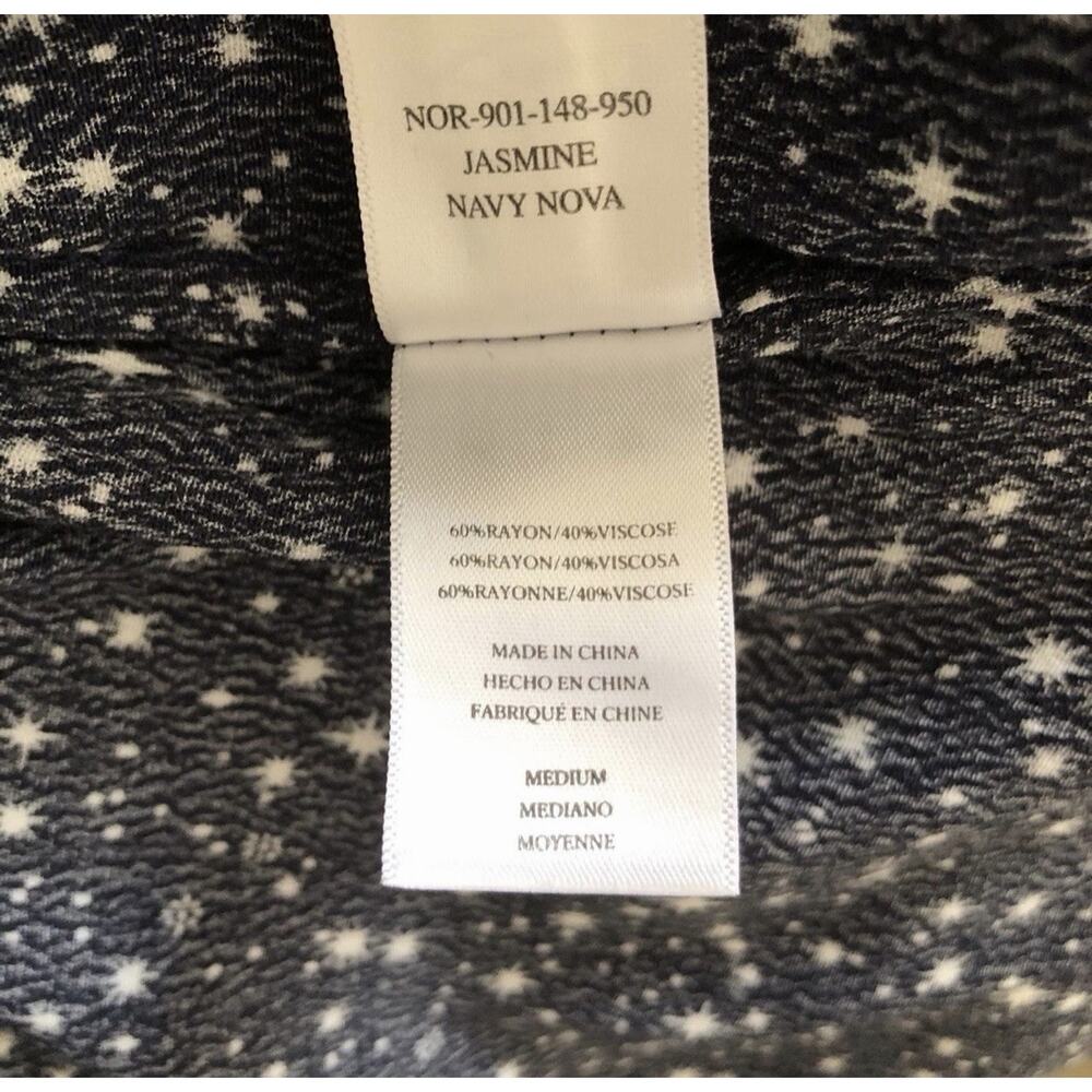 Rails Jasmine Dress Medium Navy Star Print Smocked Waist Long Sleeve Pockets - Picture 9 of 11